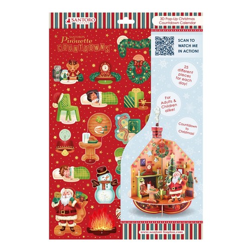 Pirouette 3 D Pop Up Advent Calendar Countdown Deck The Halls 21.2 x 21.2 x 32cm - Picture 4 of 6