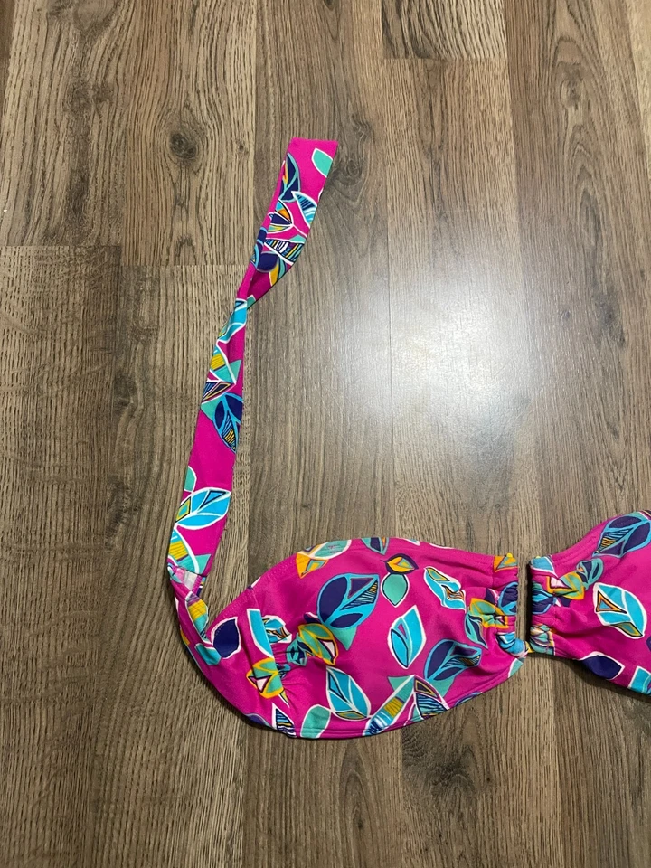 Top de traje de baño Aerie, mediano para mujer, rosa azul naranja verde, corbata sin tirantes Foto 3 de 4