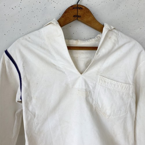 Vintage White American Sailor's Blouse Fabulous Sailor's Shirt Early 19 - Picture 2 of 7