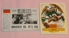 JOE NAMATH LOT OF 2 2012 GOLDEN AGE HEALINES & BASE #14&92 NEW YORK JETS