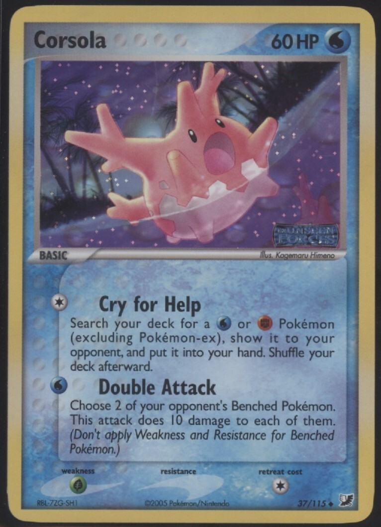 Corsola Reverse Holo 2005 Pokemon Card 37/115 Unseen Forces Set EXCELLENT