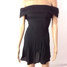Reformation Women Off Shoulder Mini Dress Size 00 Black Shortsleeve Solid GUC