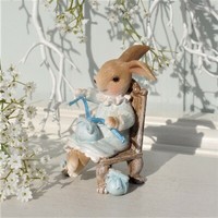 Clayre & Eef Osterhase Sitzend Mit Osterei Osterdeko Vintage Shabby H.10 Cm