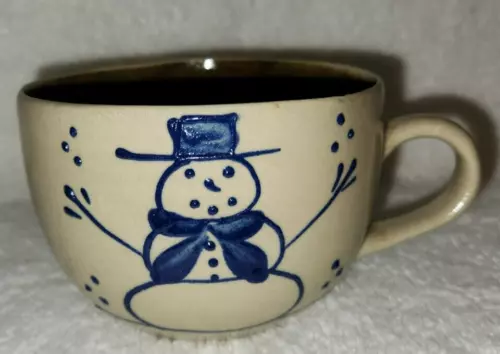 Vintage BBP Beaumont Brothers Salt Glazed Pottery Tea Cup Mug Snowman
