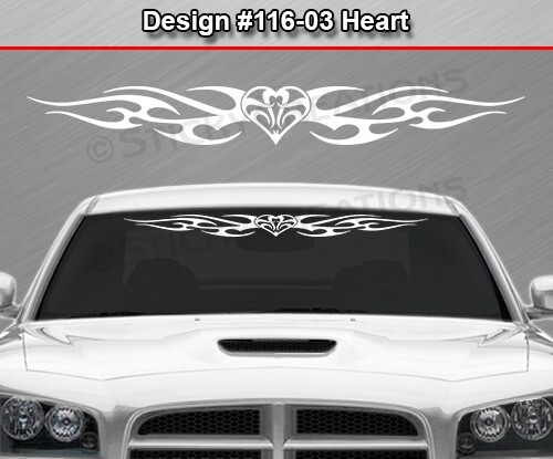 116-03 HEART Windshield Decal Window Sticker Vinyl Banner Graphic Tribal Heart - Picture 3 of 7