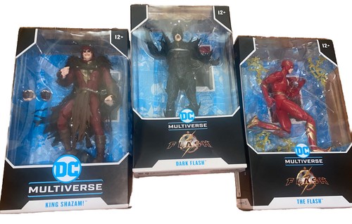 DC Multiverse lot of 3 McFarlane Figures: Dark Flash, The Flash, King Shazam!
