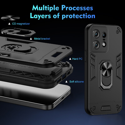 For Motorola Edge 50 Pro, Phone Case Armor Ring Holder Dual Layer Hard Cover