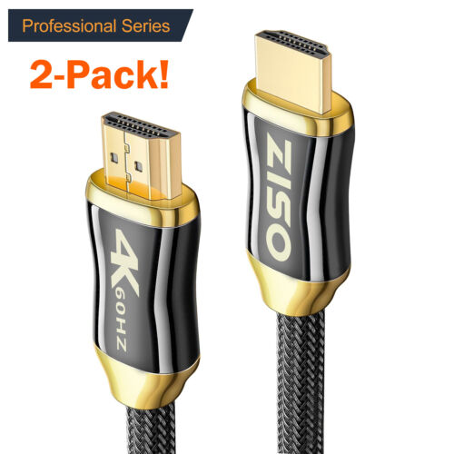 2-Pack! Braided Ultra HD HDMI Cable 2.0 High Speed+Ethernet HDTV 2160p 4K 3D - Afbeelding 1 van 7