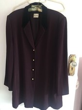 Viyella Vintage Long Line Jacket, Deep Burgundy, Size18