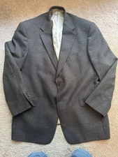 Hart Schaffer Marx Black / Gold Check 42S Sport Coat Blazer Made In USA