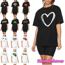 Womens Oversized Co-Ord Set Ladies Glitter Lips T-Shirt Shorts 2 Pcs Lounge Set