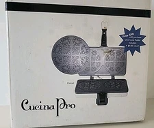 Cucina Pro Krumkake Baker Electric Non-Stick w/ Roller 220-02 EUC