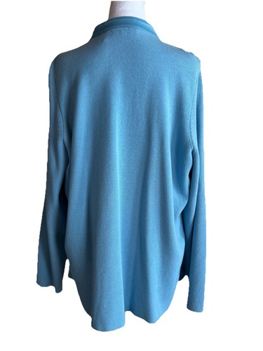 J H COLLECTIBLES Damen 2XL hellblau Full Zip Leder Strickjacke Landhaus Boho NEU - Bild 3 von 10