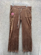 Juicy Couture Sweatpants Womens Large Brown Velour Drawstring Y2K Pants