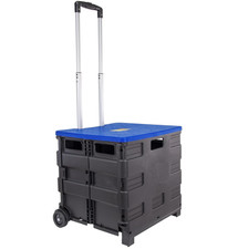Caja Plegable con Ruedas y Tapa Azul 80 lb para Profesores y Almacenaje