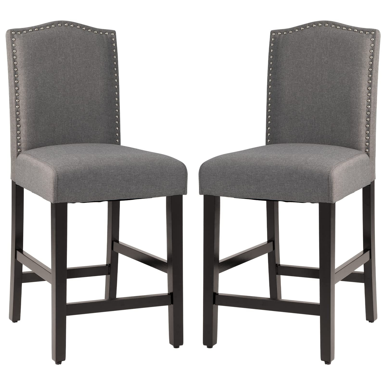 GOFLAME Bar Stools Set of 2, Modern Upholstered Counter Height Barstools with
