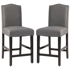 GOFLAME Bar Stools Set of 2, Modern Upholstered Counter Height Barstools with