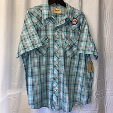 Wrangler Western Men  s Short Sleeve Pearl Snap Button Up Plaid Size XL Shirt NWT