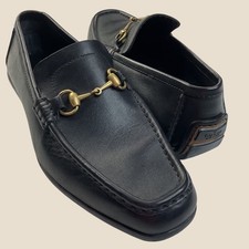 Gucci loafers Black Leather Horsebit Driving Shoes 117708 Italy Size 9.5 D men