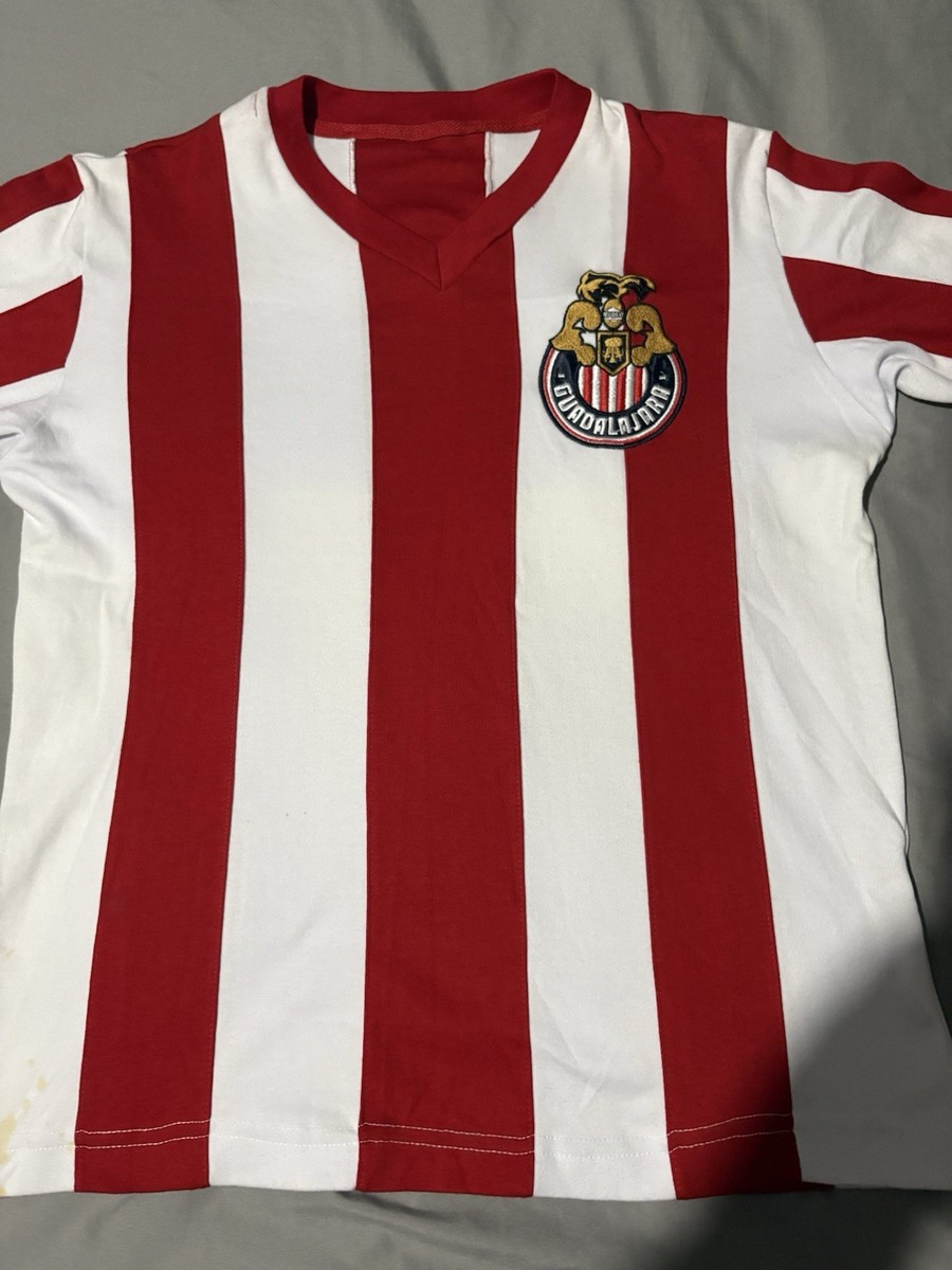Retro Chivas Guadalajara Jersey Size L Soccer Shirt Cotton White