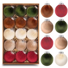 Amandir 15Pcs Velvet Christmas Ornaments Flocked Christmas Tree Balls Ornamen...