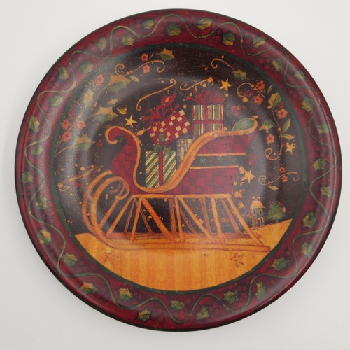Susan Winget Navidad 8" Platos (2) Trineo Muñeco de Nieve Regalo Certificado Internacional - Imagen 8 de 12