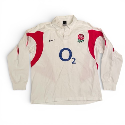 Vintage Nike O2 Write England Long Sleeve Rugby Jersey Shirt Size XL