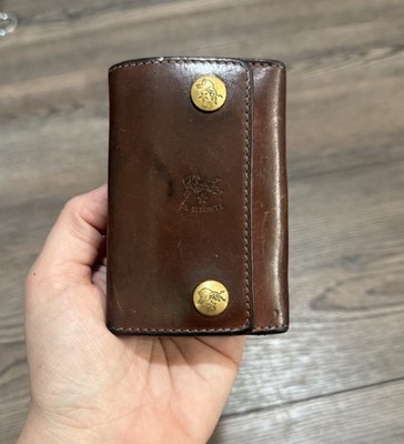 Vintage Il Bisonte Brown Leather Key Case Wallet Distressed Patina Made In Italy