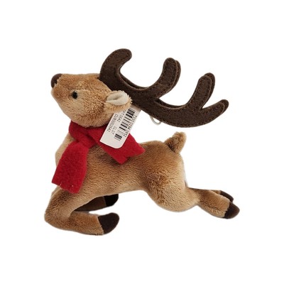 Nos Vtg Chosun International Leaping Reindeer Red Scarf Plush Ornament 