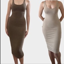 FashionNova Dress Bundle(Lot Of 2)—Olive & Beige—Size Large