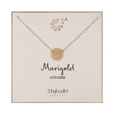 Birth Flower Necklace for Women, 14k Gold Filled Birth Month Floral Pendant N...