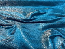 Gold/Turq Blue Poly/Cotton Brocade Jacquard, 46" Wide, By the Yard JD-4099