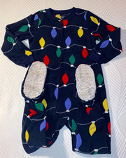 N5 WOW Carter's Boys Size 6 Christmas Lights Fleece Footed Blanket Sleeper