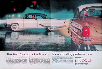 1955 New 1955 Lincoln Outstanding Performance  2-PAGE VINTAGE PRINT AD LM55