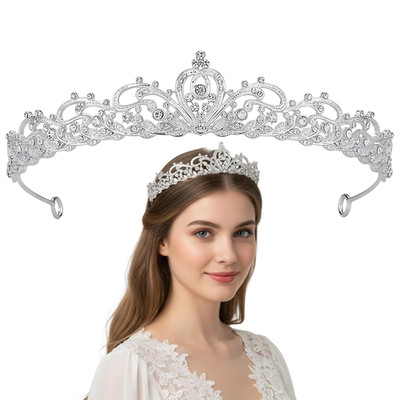 Diadem Silber, Strahlende Tiara Für Hochzeiten Und Feiern, Elegante Krone Für Er