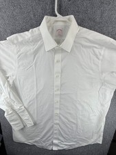 Brooks Brothers Non-Iron French Cuff 18 36 Point Cotton White Solid Long Sleeve