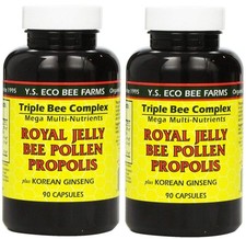 YS Eco Bee Farms, Royal Jelly Bee Pollen Propolis plus Korean Ginseng, 90 Cap...