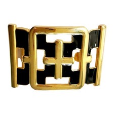 Vintage Cross Large Belt Buckle Black Enamel Gold Plated One Of A Kind