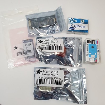 DIY Electronics Components Lot: Adafruit LED Matrix, e-Paper, AI Camera, Sensors