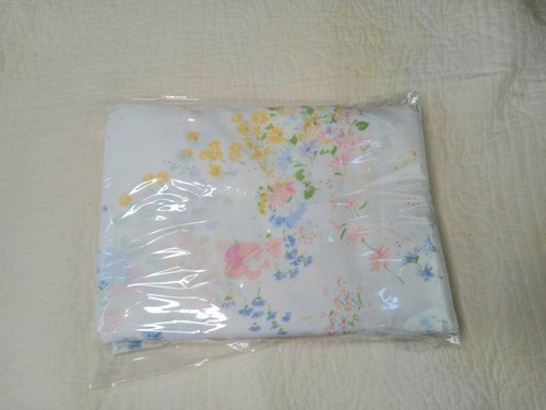 Vintage CANNON Twin Flat Bed Sheet Blue Yellow Spring Floral Field Of Flowers - Bild 7 von 9