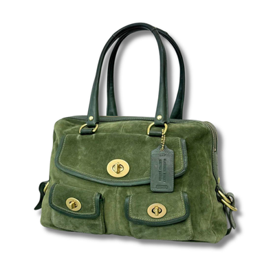 Vintage COACH Legacy Peyton Satchel Green Suede Leather W37