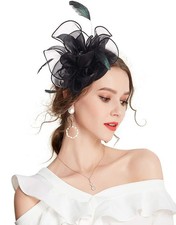 Z X Sinamay Fascinator Pillbox Hats for Women Feather Flower Church Derby Hea...