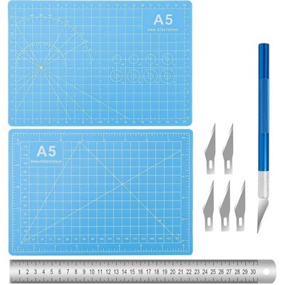 Craft Mat, A5 Cutting Mat 22 x 15 cm, Craft Mat Cut Resistant with Steel Rule...