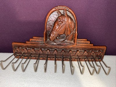 Vintage Horse Head Equestrian Tie Rack Syroco Wood Syracuse, N.Y. USA 12.75''
