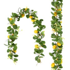 2Pcs Total 11 Ft Artificial Lemon Garland Spring Summer Faux Fruit Vine Garla...