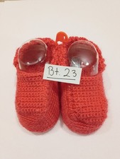 Handmade Crochet Acrylic Neon Orange Booties For Baby And Dolls