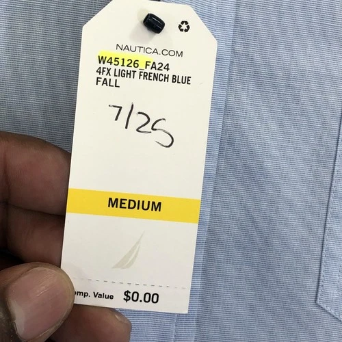 NEW Nautica Shirt Mens Medium Blue Long Sleeve Button Up Classic Fit Stretch image 7