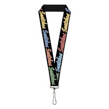 Snatched Script Black Multi Color Elastic Lanyard for Keys ID Badge Holder