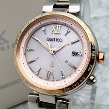 Seiko Lukia SSQV014 1B25 Solar Radio Pink Dial Titanium Watch Women