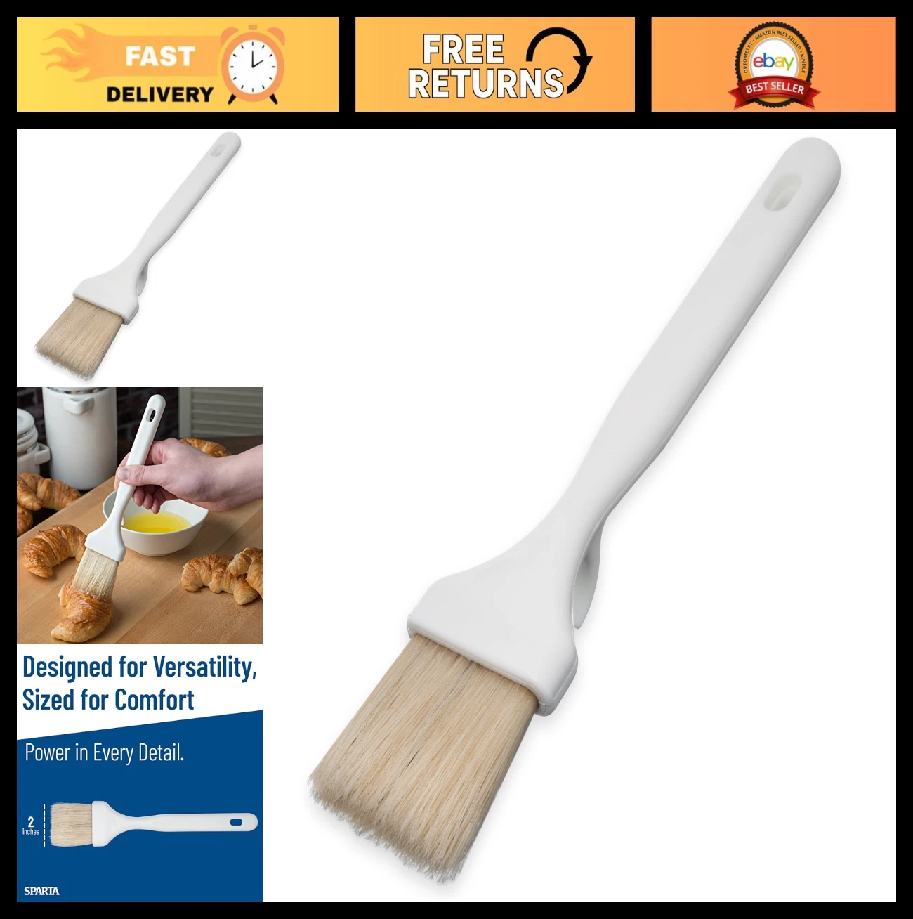 SPARTA Boar Hair Pastry Basting Brush 2 in Brown Pack of 12
Opens in a new window or tab